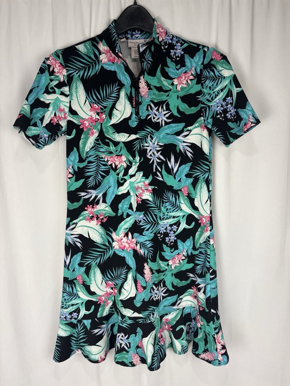 Tommy Bahama Golf Tennis Beach Dress Cover up W/ Shorts XS Black Floral